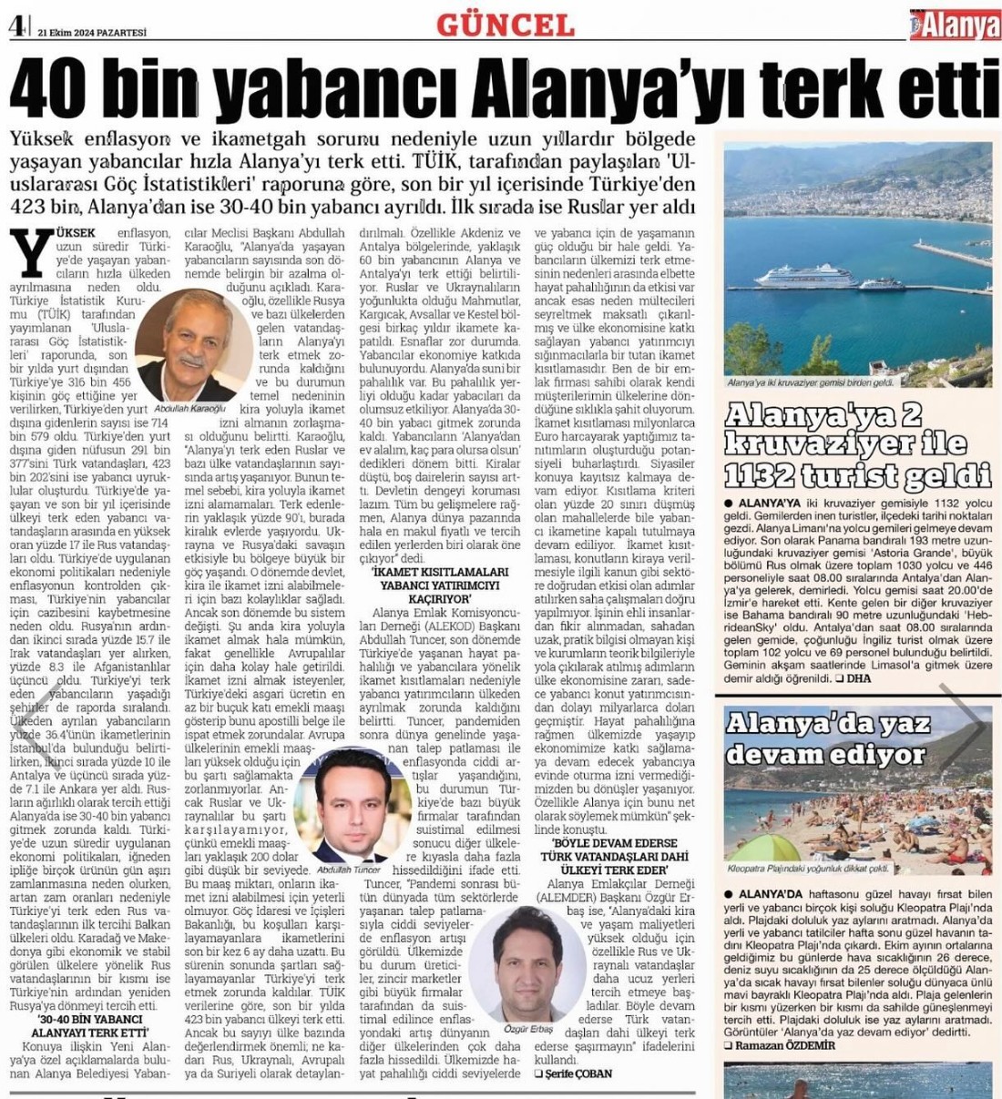 40 bin yabancı Alanya’yı terk etti